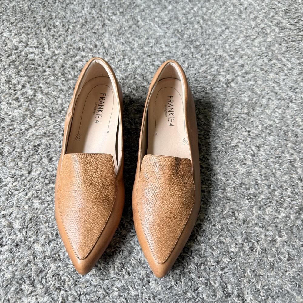 FRANKIE 4 Frankie4 Faye Tan Brown Leather Flats Loafer 12 Comfort Pointed Toe